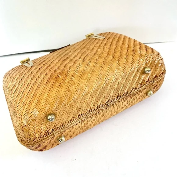-sold-Vintage Straw Woven Wicker Basket Bag - Picture 5 of 12